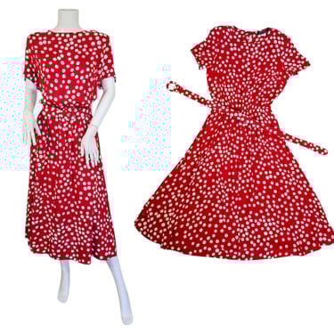Willow Ridge 1980s Red White Polka Dot Rayon Dress I Sz Lrg I Volup I Plus Size I B: 44