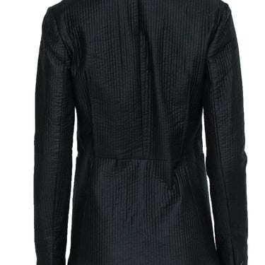 Rag & Bone - Black Quilted Single Button Blazer w/ Sheep Leather Trim & Mandarin Collar Sz 2