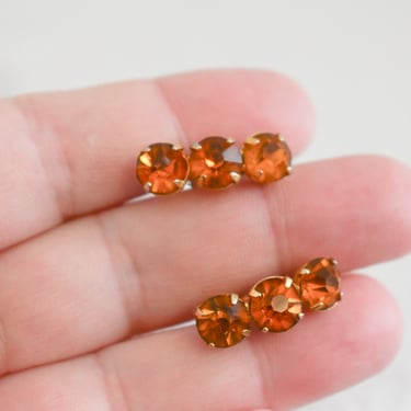 1950s/60s Orange Rhinestone Screw Back Earrings 