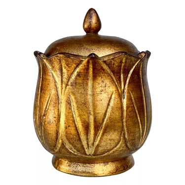 Vintage Italian Hollywood Regency Gold Leaf Compote Bowl Urn by Nora Fenton