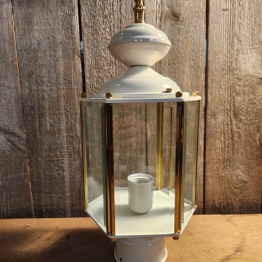 Contemporary Brass And White Outdoor Light 7 x 16