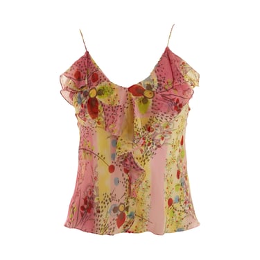 Dior Ruffle Silk Floral Tank