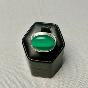 Mens Statement Ring Pinky Ring Malachite Ring 925 Solid Sterling 25 Grams Gift for Him Gift for Dad Groom Gift 925 Marked Heavy Solid Silver 