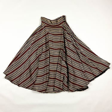 1930s / 1940s Rainbow Stripe Grosgrain Circle Skirt / Wavy Stripes / Candy / Black Rainbow / Novelty / XS / 24 Waist / Rayon / Holiday / S 