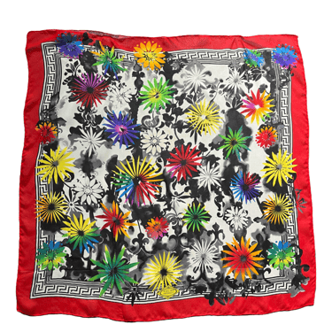 Atelier Versace 90s Large Rainbow Silk Scarf