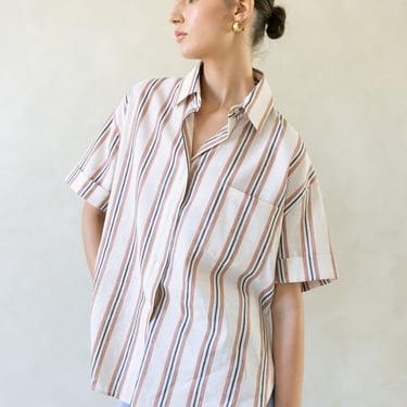 Wide-Striped Short Sleeve Shirt