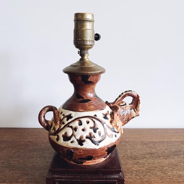 Vintage Redware Ceramic Elephant Lamp 
