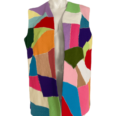 1960's Extra Long Multi-color Patchwork Vest