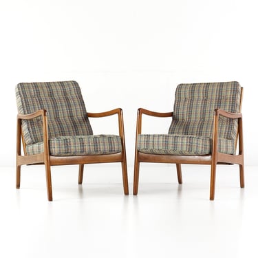 Ole Wanscher for France and Son Mid Century Teak Lounge Chairs - Pair - mcm 