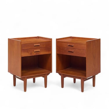 Borge Mogensen for Poul Dinesen Mid Century Danish Teak Nightstands - Pair - mcm 