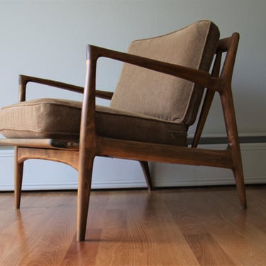 Vintage Danish Modern Ib Kofod-Larsen for Selig Oak Lounge Chair 
