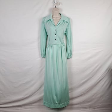 Vintage 70s Pastel Blue Dress, Size Large 