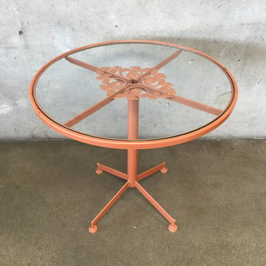 Copper Colored Round Glass Top Patio Table