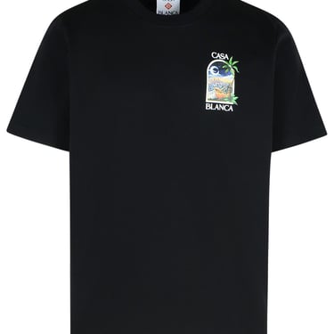 Casablanca 'La Night' Black Cotton T-Shirt Men