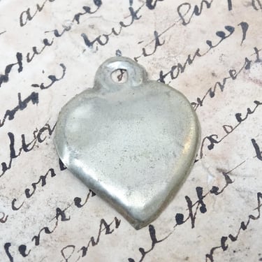 Antique Small  Silver Heart Ex Voto, Sacred Heart of Jesus, Vintage Religious Milagro 