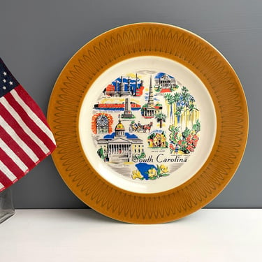 South Carolina souvenir state plate - vintage 1960s road trip souvenir 