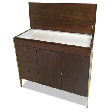 Mid century modern Bar cabinet by Paul McCobb for the Connoisseur Collection - Directional Designs- liquor chest credenza with Fold-Open Top 