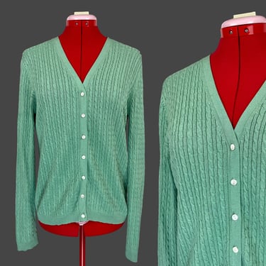 Mint Green Vintage Brooks Brothers Silk Cashmere Cardigan Sweater M Gift 