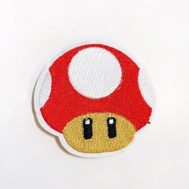 Nintendo Super Mario Red Mushroom Iron On Patch Embroidered Applique Mario Brothers Gamer Inspired Applique Sew On 1 Up patch 