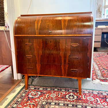 Scandinavian Modern Rosewood Roll Top Secretary Desk by Egon Ostergaard for Svensk Mobelindustri