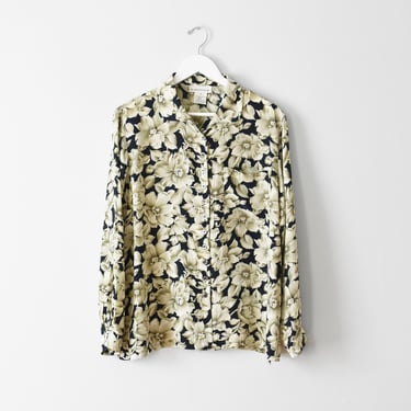 vintage silk floral print blouse 