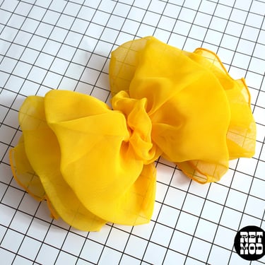 Lovely Vintage 80s 90s Yellow Hair Bow Clip 