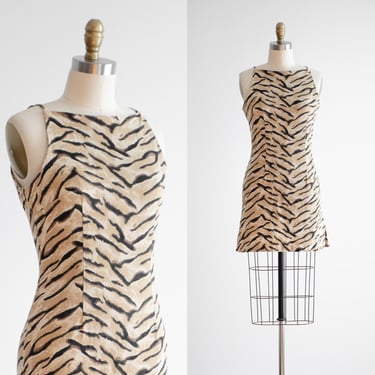 tight mini dress 90s y2k vintage tiger animal print bodycon dress 