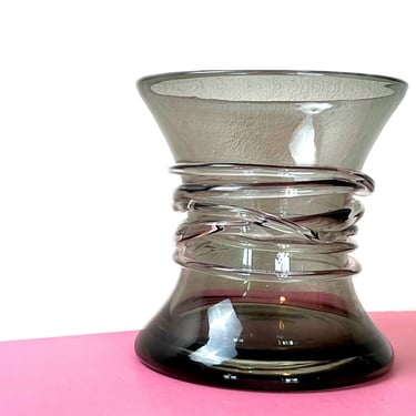 Vintage 1960s Large Danish Modern Studio Glass Vase In The Style of Holmegaard 