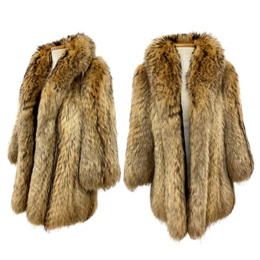 Vtg 1970s 70s 1980s 80s Glam Disco Studio 54 Mob Wife Finnish Raccoon Fur Coat 