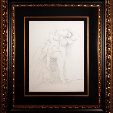 Pino Signed Original Graphite Drawing on Paper Untitled #246 Framed w/ COA 