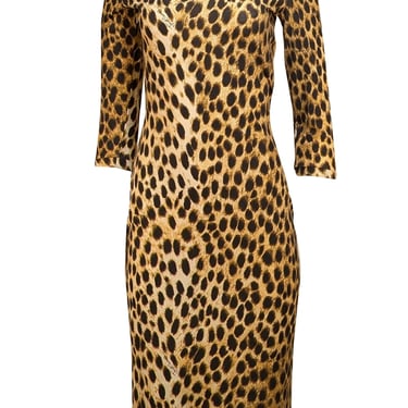 Just Cavalli - Tan, Black, & Cream Leopard Print Cotton Dress Sz 8