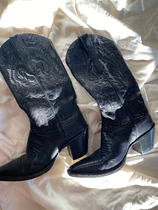 Black Lizard Cowboy Boots by Dan Post 