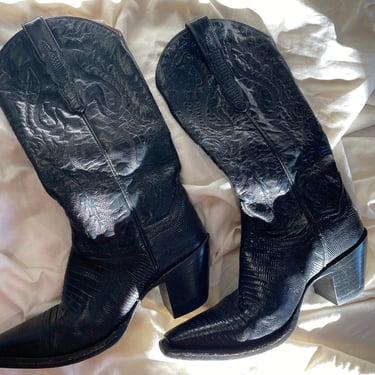 Black Lizard Cowboy Boots by Dan Post 