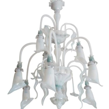 Venetian Opaline and Blue Chandelier by Galliano Ferro, 1950's.