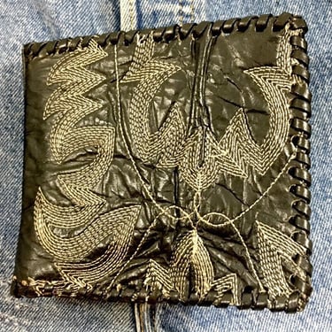 Vintage Cowboy Boot Black Leather Wallet 