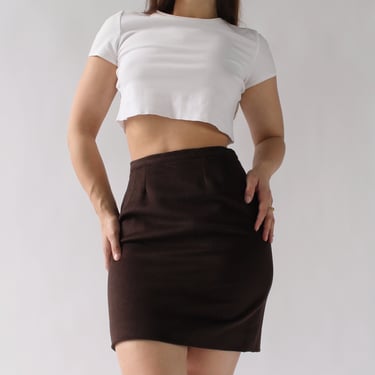 Vintage Chocolate Cashmere Blend Skirt - W26