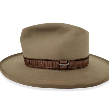 Vintage STETSON Western Hat ~ size 7 1/2 ~ Cowboy ~ Pencil Curl ~ Fur Felt Fedora ~ Wide Brim ~ 4X Beaver 