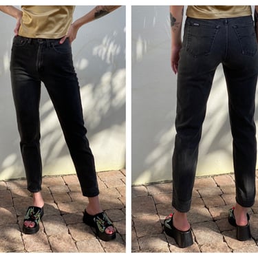 Vintage Skinny Jeans / Faded Black Jordache 1990's Jeans / Straight Leg Jeans / Mom Jeans / High Waisted Denim 