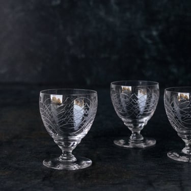 Trio of Etched Wine Glasses