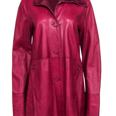 Vera Pelle - Burgundy Reversible Leather & Suede Jacket Sz L
