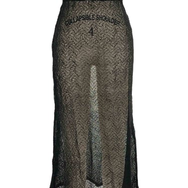 Black Mesh Knit Midi Skirt
