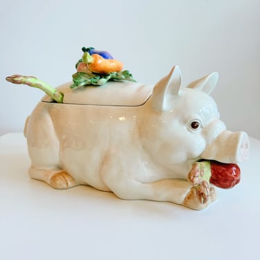 Fitz & Floyd Pig Soup Tureen and Ladle