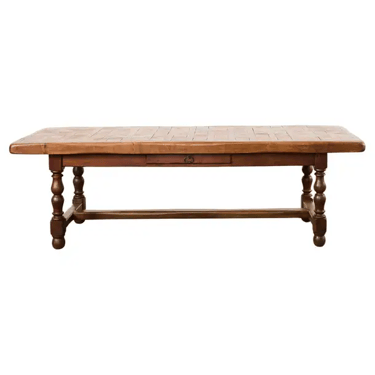 Country French Provincial Oak Farmhouse Parquetry Dining Table