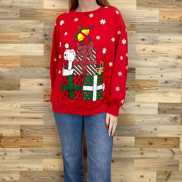 Vintage Retro Holiday Fun Ugly Christmas Party Sweater Pullover Sweatshirt 