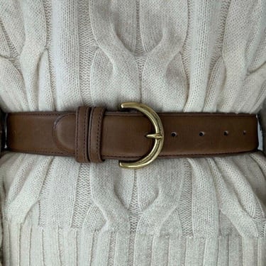 Coach Womens Putty Glove Tanned Cowhide Solid Brass Buckle Made in USA Belt 28 