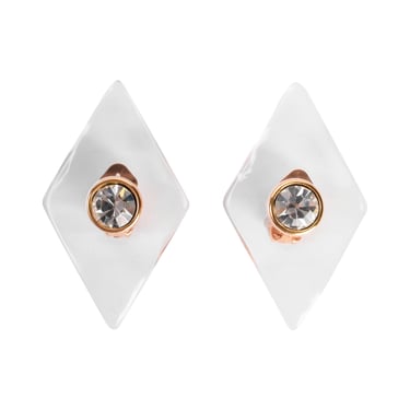 Valentino Vintage Clear Diamond Shaped Rhinestone Oversized Earrings