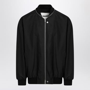 Jil Sander Black Zip Bomber Jacket In Cotton Men