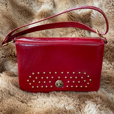 Patent Red &amp; Gold Stud Purse