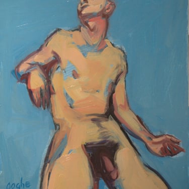 Male Nude Semi Reclining -Giclee-Fine Art Reproduction Print-Male Nude-Figure Study-Abstract Fine Art Nude -Original Art- 