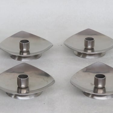 Stelton Denmark Mid Century Stainless Steel Candle Holders Set of Four 3290B